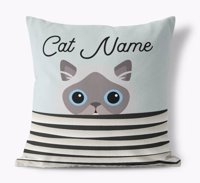 Peeking Cat: Personalised {breedCommonName} Canvas Cushion